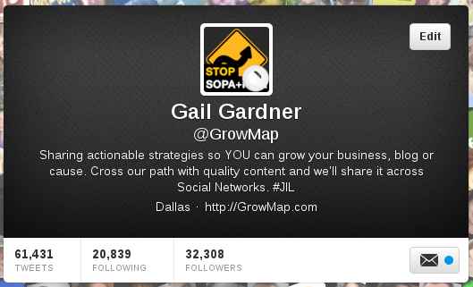GrowMap Twitter profile shown with no header image